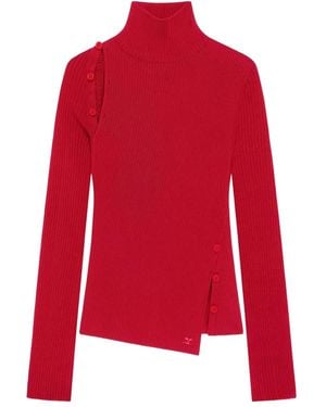 Courreges Pull Nervuré À Boutons Décoratifs - Rouge