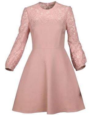 Valentino Garavani Lace-Sleeve Mini Dress - Pink