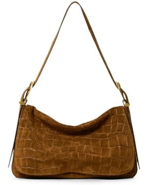 Twinset Liliane Croc-Effect Leather Tote Bag - Brown