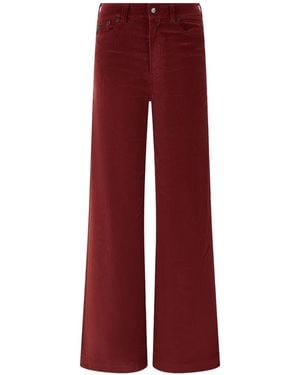 Lois Corduroy Wide-Leg Pants - Red