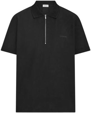Ferragamo Polo With Zip Collar - Black