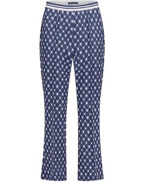 Betty Barclay Geometric-Print Elasticated-Waistband Trousers - Blue