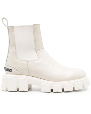 Love Moschino Logo-Lettering Ankle Boots - Natural