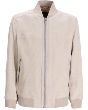 BOSS Suede Bomber Jacket - Natural