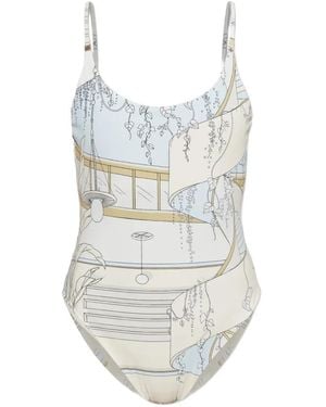 Tory Burch Bañador Con Motivo Gráfico - Blanco