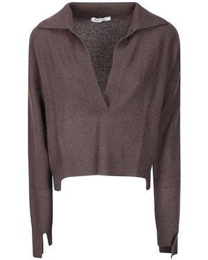 ELY ELY Julia V-Neck Polo Jumper - Brown