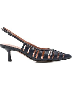 Bibi Lou Ali Buckle Leather Court Shoes - White