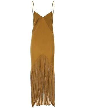 Pinko Fringed Asymmetric Dress - Metallic
