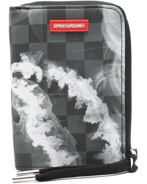 Sprayground Checkerboard Print Zip Wallet - Grey