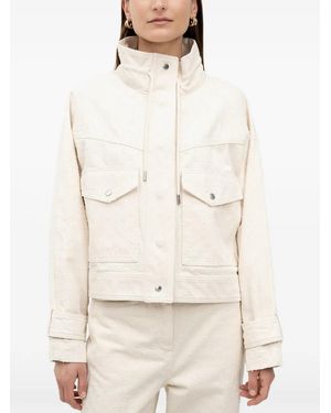 BOSS Textured Drawstring Jacket - Natural