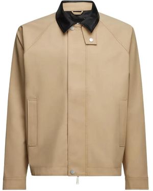 KARL LAGERFELD Faux-Leather Collar Lightweight Jacket - Natural