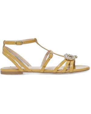 Liu Jo Crystal-Embellished Leather Sandals - Metallic