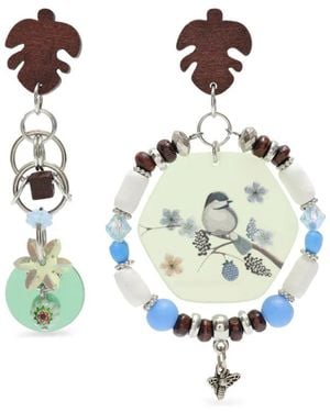 Amir Slama Bird-Pendant Drop Earrings - White