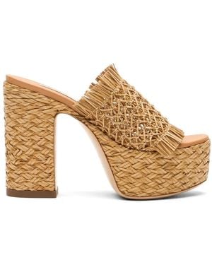 Casadei Madagascar Woven Platform Sandals - Natural