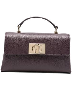 Furla 1927 Grained Leather Tote Bag - Purple