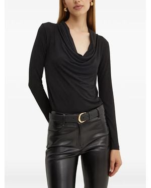 Silvian Heach Cowl-Neck Top - Black