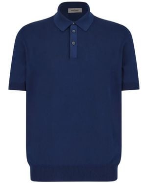 Gran Sasso Polo Boutonné À Poche Poitrine - Blue