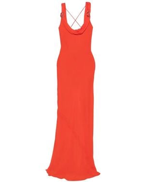 Patrizia Pepe Cowl-Neck Ring-Detail Dress - Red