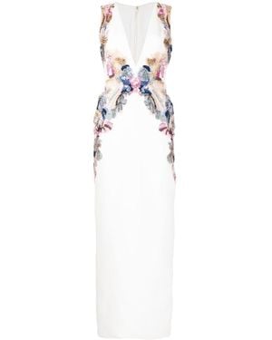 Saiid Kobeisy Crepe Beaded Dress - White