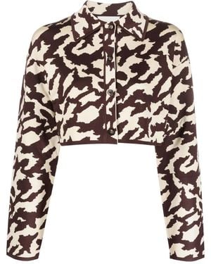 Nanushka Animal-Print Cropped Jacket - Black
