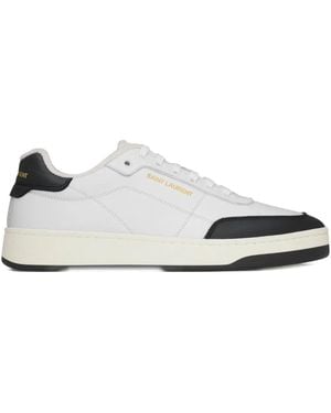 Saint Laurent Sl/61 Leather Panelled Trainers - White