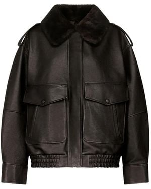 Loulou de Saison Russo Shearling-Collar Leather Jacket - Black