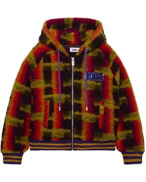 Gcds Hooded Check Jacket - Red