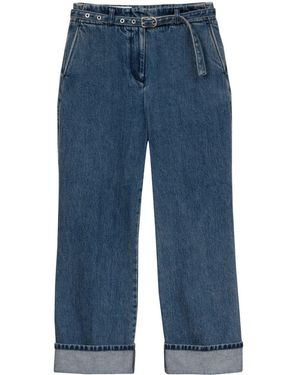 3.1 Phillip Lim Belted Flared Cotton Jeans - Blue