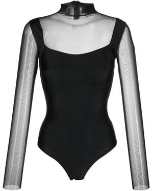 Atu Body Couture Semi-Sheer Bodysuit - Black