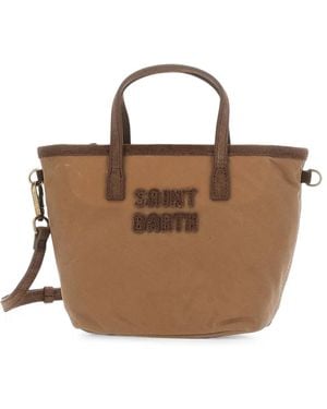 MC2 Saint Barth Mini City Logo-Detail Tote Bag - Brown
