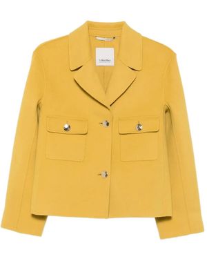 Max Mara Button-Up Chest-Pocket Jacket - Yellow
