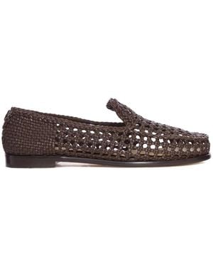 Dragon Diffusion Perforated-Pattern Loafers - Brown