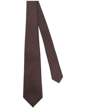 Kiton Patterned Silk Tie - White