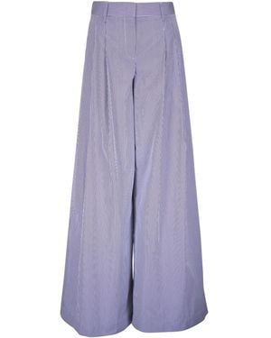 Twp Striped Pleated Palazzo Pants - Purple
