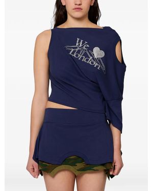 Gina Corrieri Asymmetric Embroidery Top - Blue