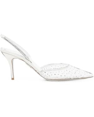Rene Caovilla Belle Crystal-Embellished Slingback Sandals - White