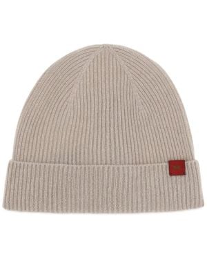Kiton Ribbed-Knit Beanie Hat - Natural