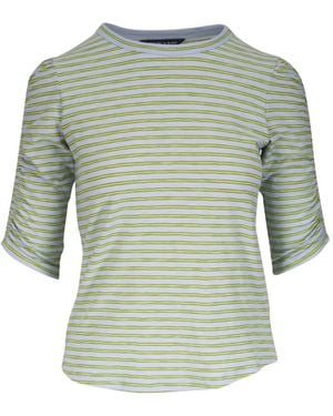 Veronica Beard Stripe-Pattern Puff-Sleeve Top - Green