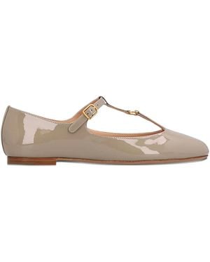 Chloé T-Bar Leather Ballet Flats - Brown