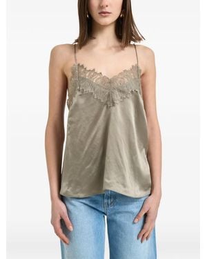 IRO Lace-Trim Satin Camisole Top - Green