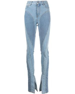 Mugler Spiral Split-Hem Skinny Jeans - Blue