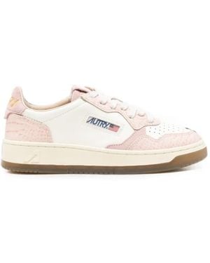 Autry Medalist Croc-Effect Sneakers - White