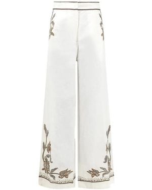 Scarlett Poppies Sorelle Embroidered Sequin-Embellished Trousers - White