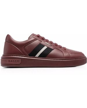 Bally Stripe-Embellished Leather Trainers - Red
