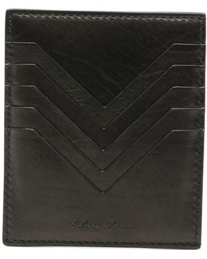 Rick Owens Chevron-Detail Leather Cardholder - Black