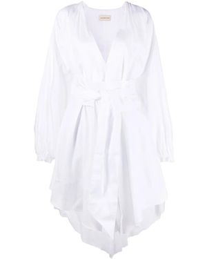Alexandre Vauthier Ruched-Detail Long-Sleeve Midi Dress - White