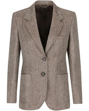 Loro Piana Herringbone-pattern Blazer - ブラウン