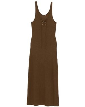 Sessun Sueli Lace-Up Midi Dress - Brown