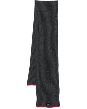 MSGM Ribbed-Knit Scarf - Black