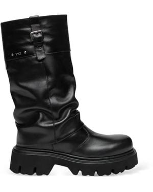 Nero Giardini Buckle-Detail Leather Boots - Black